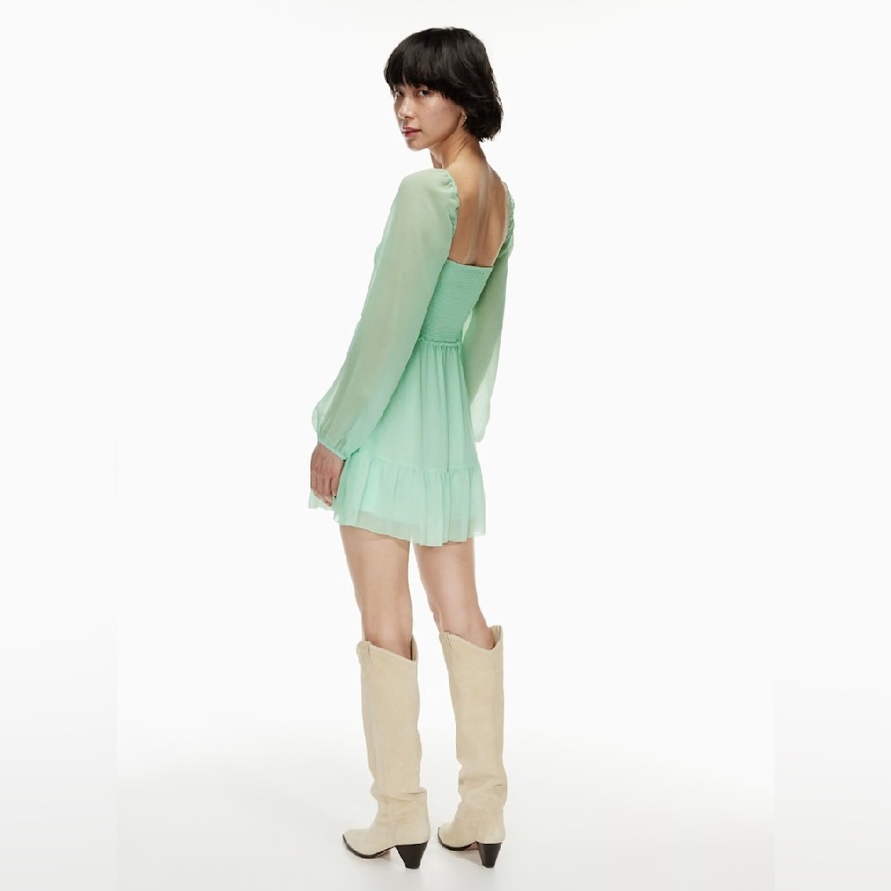 New Aritzia Wilfred Tempest Mini Dress Smocked chiffon mini dress - Picture 4 of 13